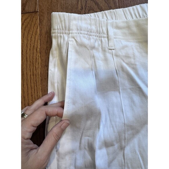 J.Jill Linen Stretch Women's White Cotton Straight Leg Pants Large Coastal NWOT - Picture 4 of 7